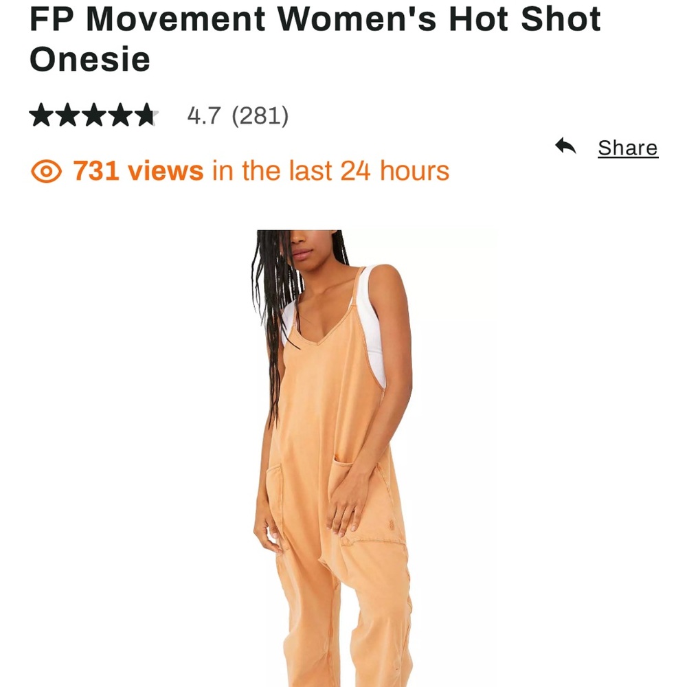 FP Movement by Free People Women's Orange Hot Shot Onesie